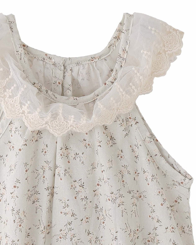 kids atelier banblu Cream Floral Lace Romper