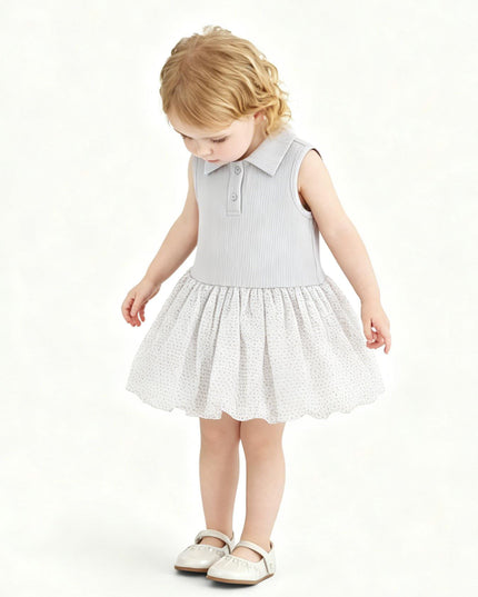  kids atelier banblu Blue Dotted Collar Dress