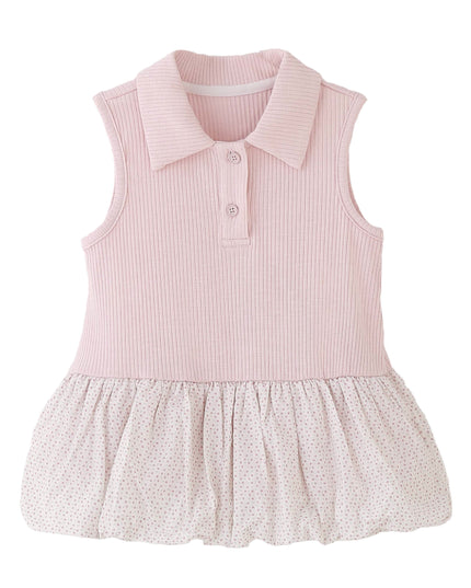 kids atelier banblu Pink Dotted Collar Dress