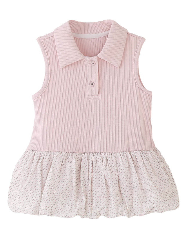kids atelier banblu Pink Dotted Collar Dress