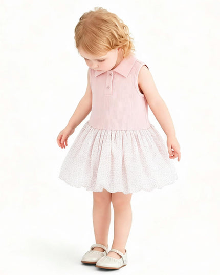 kids atelier banblu Pink Dotted Collar Dress