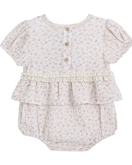 kids atelier banblu Beige Floral Ruffle Romper