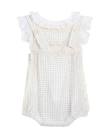 kids atelier banblu Beige Dotted Lace Romper