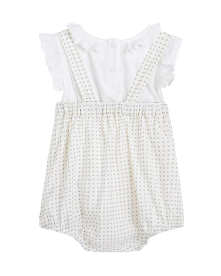 kids atelier banblu Beige Dotted Lace Romper