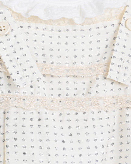 kids atelier banblu Beige Dotted Lace Romper