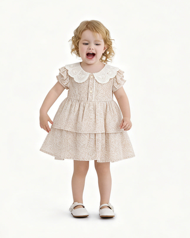 kids atelier banblu Cream Floral Tiered Dress