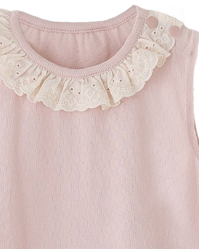 kids atelier banblu Pink Lace Skirt Set