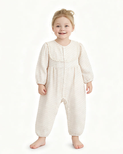 kids atelier banblu Cream Lace Dot Romper