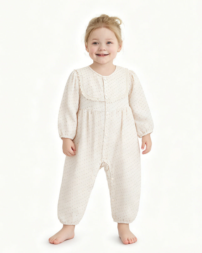 kids atelier banblu Cream Lace Dot Romper