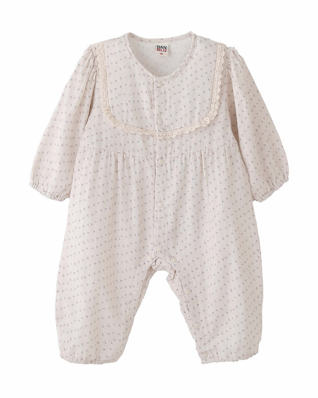 kids atelier banblu Cream Lace Dot Romper