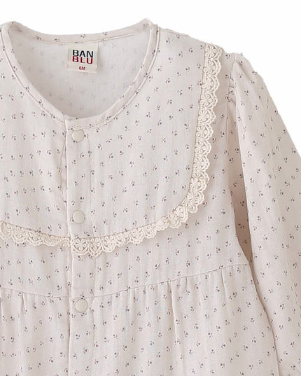 kids atelier banblu Cream Lace Dot Romper