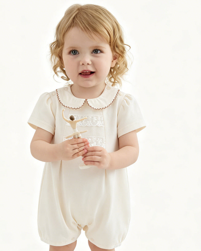 kids atelier banblu Cream Lace Collar Romper
