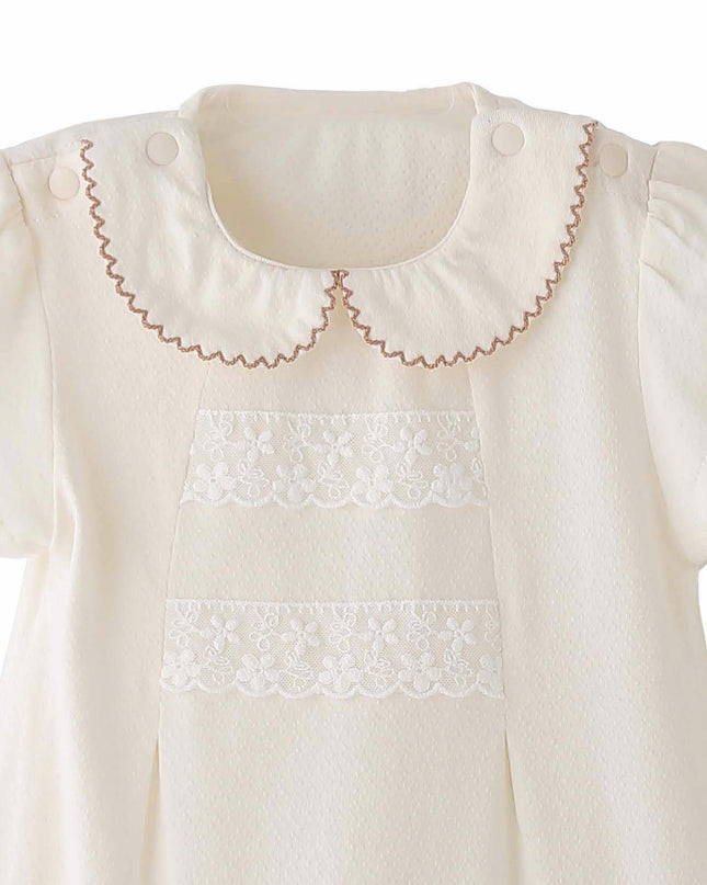 kids atelier banblu Cream Lace Collar Romper