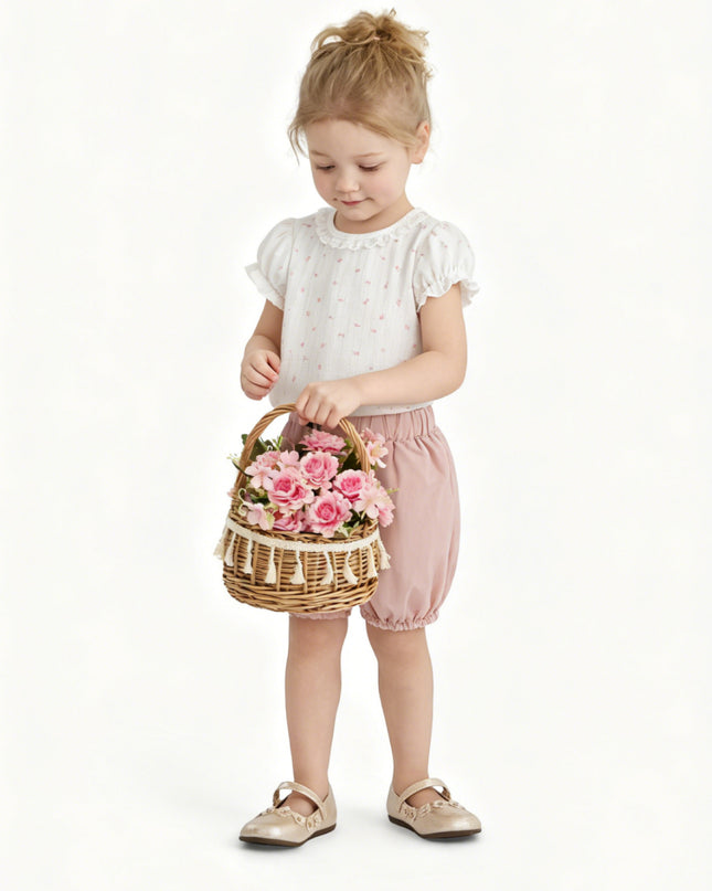 kids atelier banblu Pink Floral Puff Set
