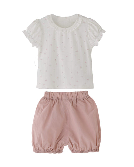 kids atelier banblu Pink Floral Puff Set