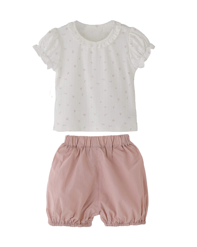 kids atelier banblu Pink Floral Puff Set