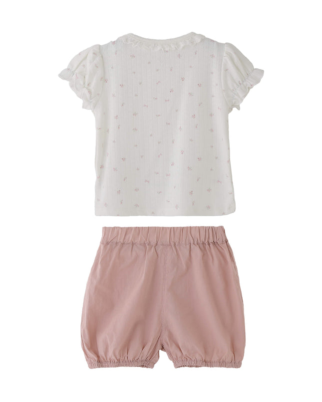 kids atelier banblu Pink Floral Puff Set