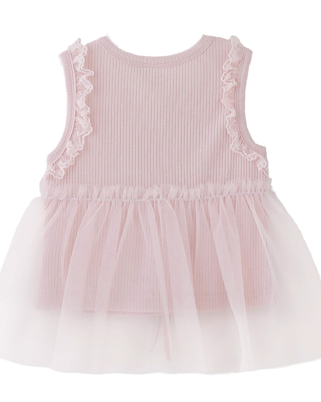kids atelier banblu Pink Lace Tulle Dress
