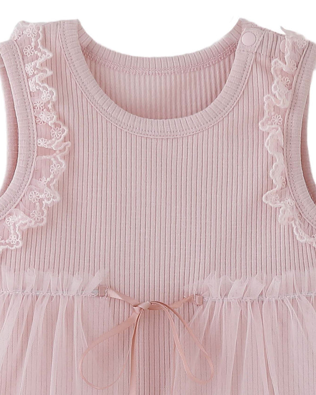 kids atelier banblu Pink Lace Tulle Dress