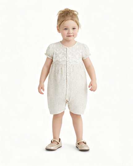 kids atelier banblu Cream Lace Blossom Romper