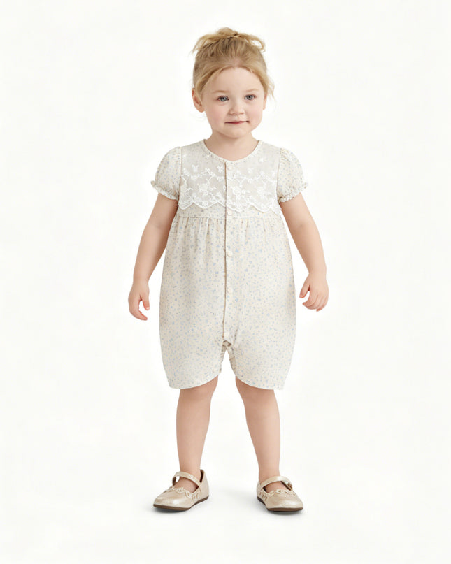 kids atelier banblu Cream Lace Blossom Romper