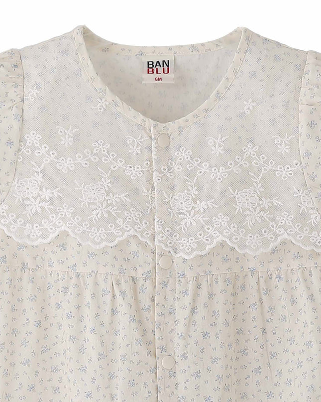 kids atelier banblu Cream Lace Blossom Romper