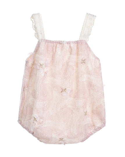 kids atelier banblu Pink Paisley Lace Romper