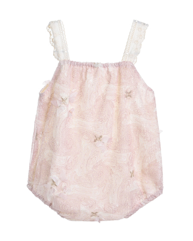 kids atelier banblu Pink Paisley Lace Romper