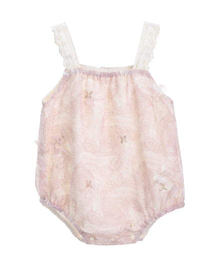 kids atelier banblu Pink Paisley Lace Romper