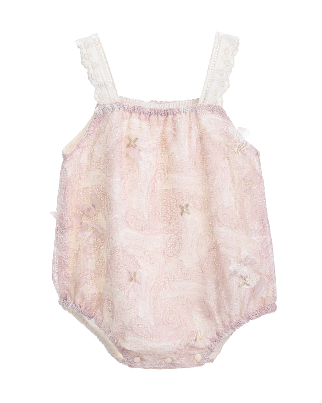 kids atelier banblu Pink Paisley Lace Romper