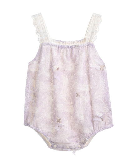 kids atelier banblu Purple Paisley Lace Romper
