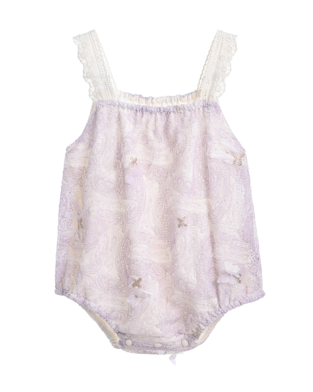 kids atelier banblu Purple Paisley Lace Romper