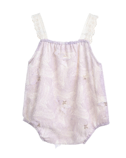 kids atelier banblu Purple Paisley Lace Romper