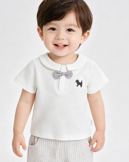 kids atelier banblu White Dog Bow Set