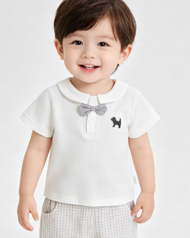 kids atelier banblu White Dog Bow Set