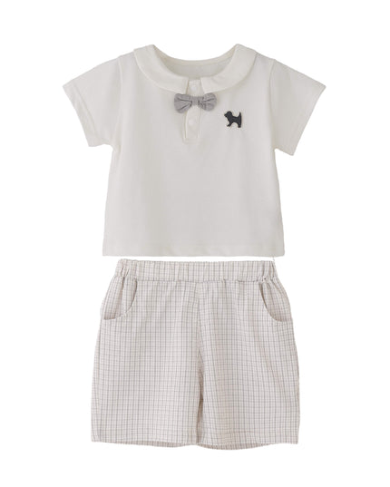 kids atelier banblu White Dog Bow Set