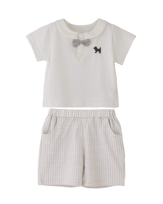 kids atelier banblu White Dog Bow Set