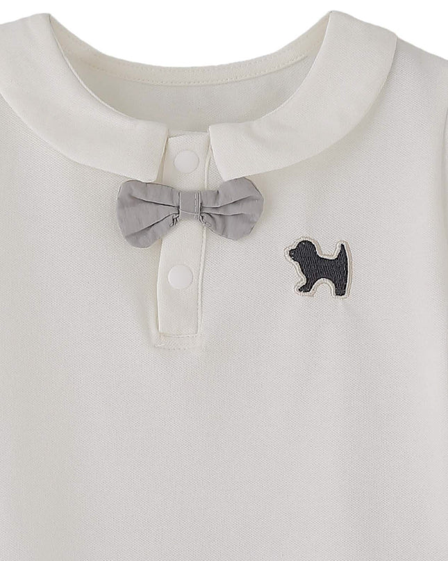 kids atelier banblu White Dog Bow Set