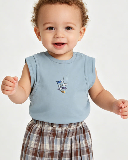 Blue Fish Plaid Set