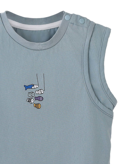 kids atelier banblu Blue Fish Plaid Set