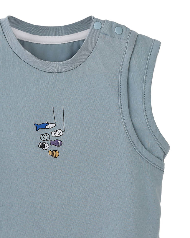 kids atelier banblu Blue Fish Plaid Set