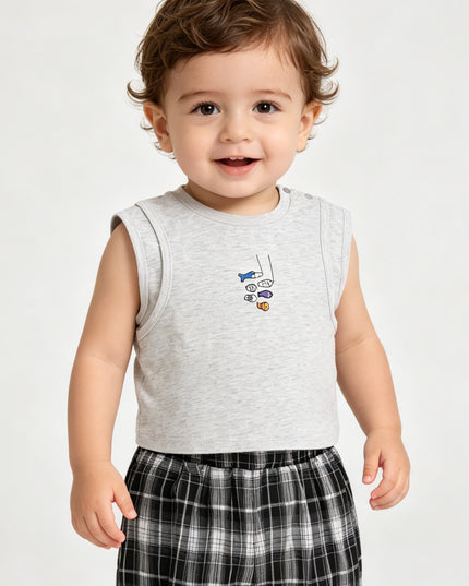 Gray Fish Plaid Set