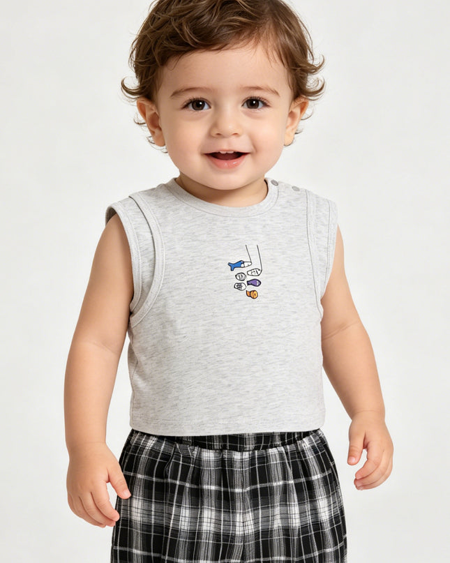 Gray Fish Plaid Set