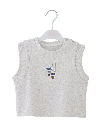 kids atelier banblu Gray Fish Plaid Set