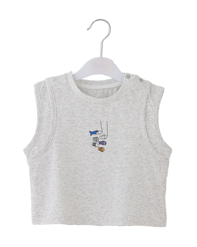 kids atelier banblu Gray Fish Plaid Set