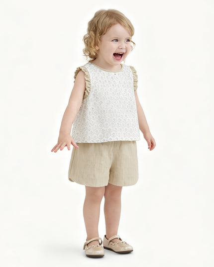 kids atelier banblu Beige Ruffle Set