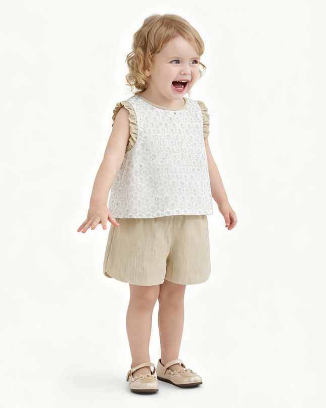 kids atelier banblu Beige Ruffle Set