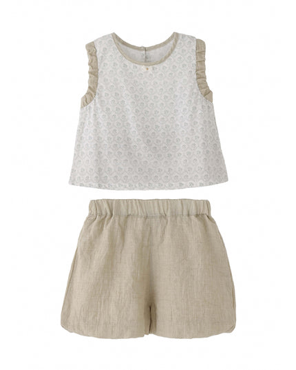 kids atelier banblu Beige Ruffle Set