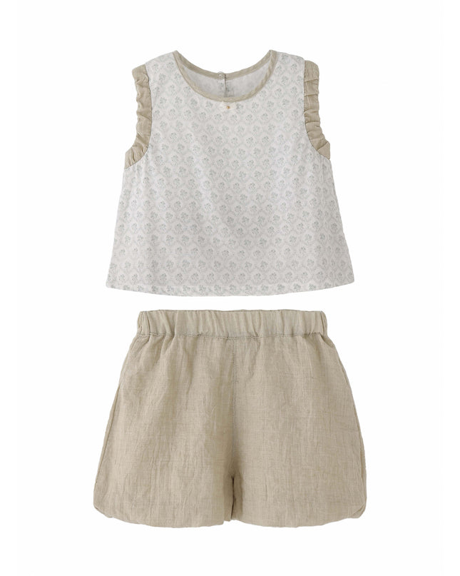 kids atelier banblu Beige Ruffle Set