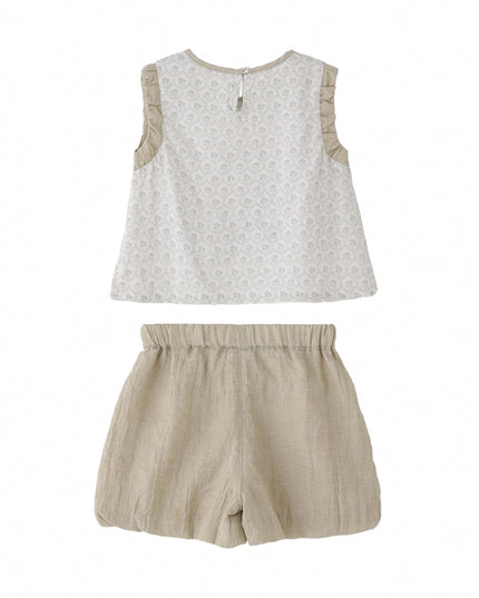 kids atelier banblu Beige Ruffle Set